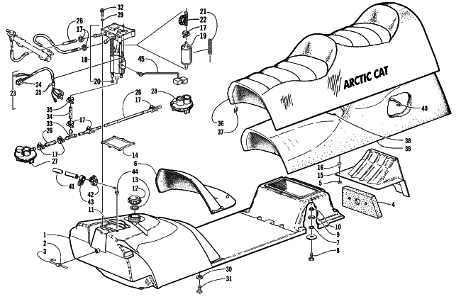 Parts Diagram for Arctic Cat 2000 PANTERA 580 EFI SNOWMOBILE GAS TANK AND FUEL PUMP ASSEMBLIES