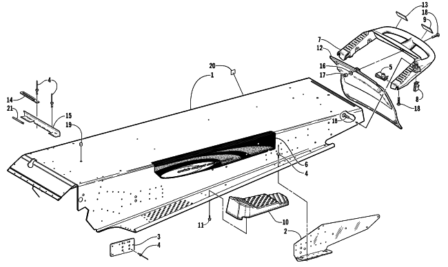 Parts Diagram for Arctic Cat 2000 PANTERA 580 EFI () SNOWMOBILE TUNNEL AND REAR BUMPER