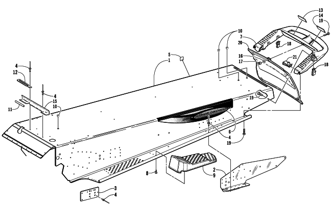 Parts Diagram for Arctic Cat 2000 PANTHER 550 SNOWMOBILE TUNNEL AND REAR BUMPER