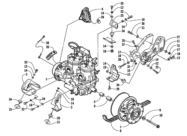 Parts Diagram for Arctic Cat 2000 PANTHER 550 SNOWMOBILE ENGINE AND RELATED PARTS