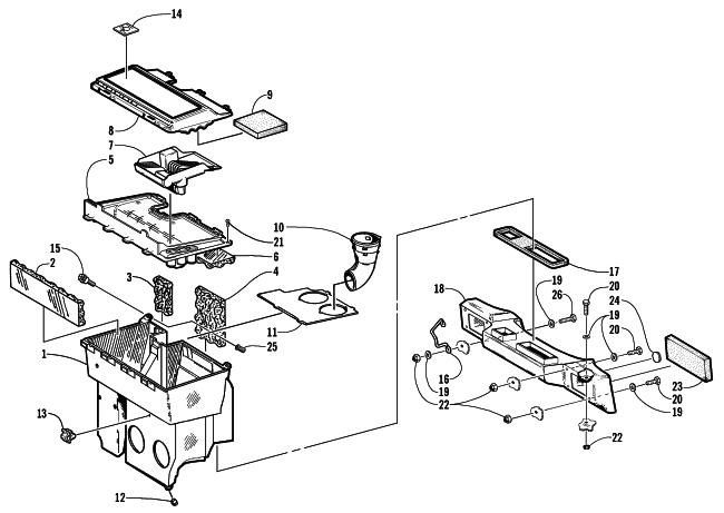 Parts Diagram for Arctic Cat 2000 PANTHER 550 SNOWMOBILE AIR SILENCER ASSEMBLY