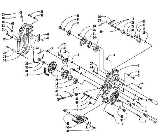 Parts Diagram for Arctic Cat 2000 ZR 500 EFI SNOWMOBILE DRIVE/DROPCASE ASSEMBLY
