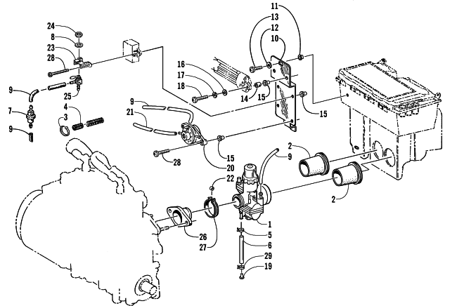 Parts Diagram for Arctic Cat 2000 PANTHER 550 SNOWMOBILE CARBURETOR AND FUEL PUMP ASSEMBLY