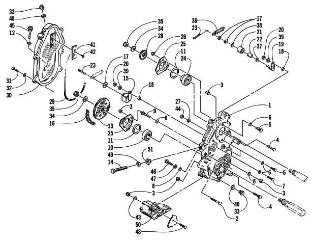 Parts Diagram for Arctic Cat 2000 THUNDERCAT THC () SNOWMOBILE DRIVE/DROPCASE ASSEMBLY