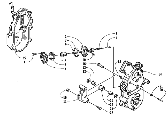 Parts Diagram for Arctic Cat 2000 PANTHER 440 SNOWMOBILE DROPCASE CHAIN TENSION ASSEMBLY