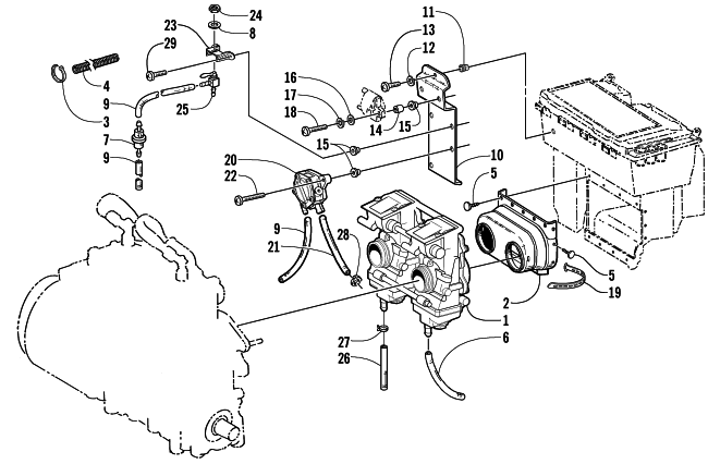 Parts Diagram for Arctic Cat 2000 ZL 600 SNOWMOBILE CARBURETOR AND FUEL PUMP ASSEMBLY