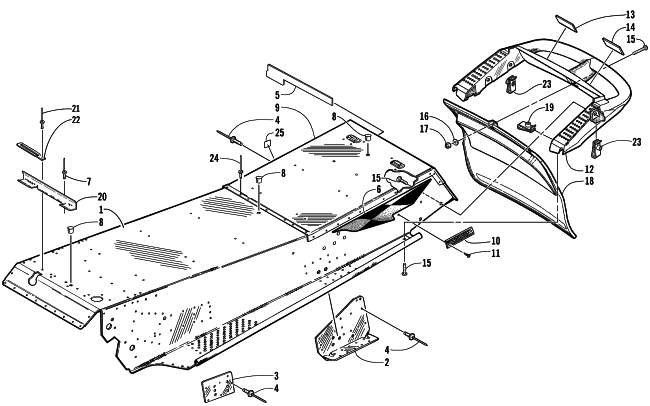 Parts Diagram for Arctic Cat 2000 ZRT 600 () SNOWMOBILE TUNNEL AND REAR BUMPER