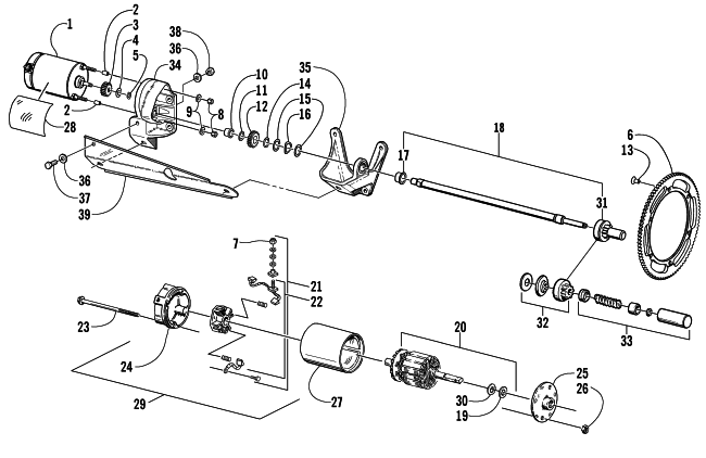 Parts Diagram for Arctic Cat 2001 ZRT 600 LE SNOWMOBILE ELECTRIC START - STARTER MOTOR ASSEMBLY (OPTIONAL)