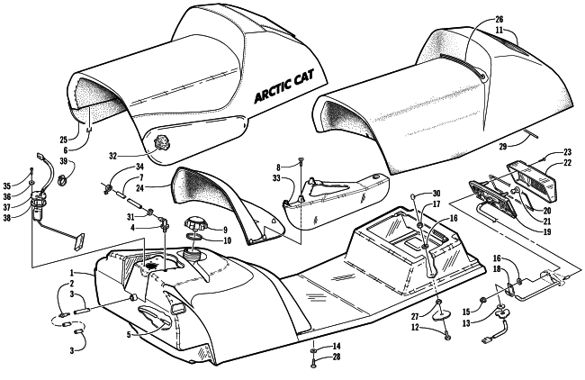 Parts Diagram for Arctic Cat 2000 THUNDERCAT THC () SNOWMOBILE GAS TANK, SEAT, AND TAILLIGHT ASSEMBLY (THC)