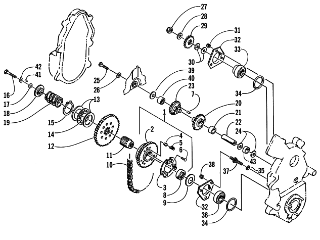 Parts Diagram for Arctic Cat 2000 BEARCAT 340 SNOWMOBILE DRIVE/REVERSE DROPCASE ASSEMBLY