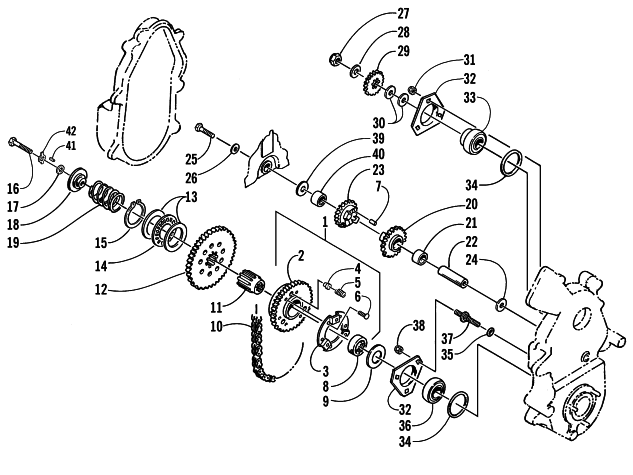 Parts Diagram for Arctic Cat 2000 BEARCAT 440 I SNOWMOBILE DRIVE/REVERSE DROPCASE ASSEMBLY
