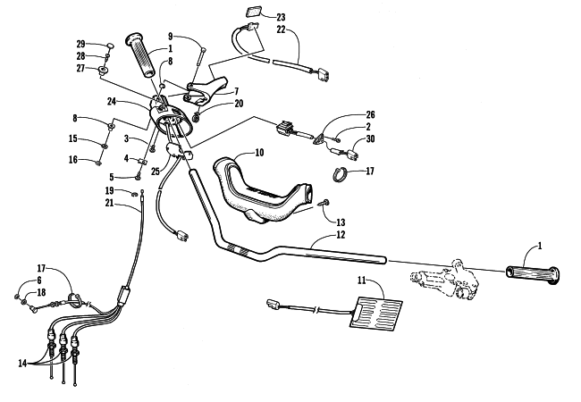 Parts Diagram for Arctic Cat 2000 TRIPLE TOURING 600 SNOWMOBILE HANDLEBAR AND CONTROLS