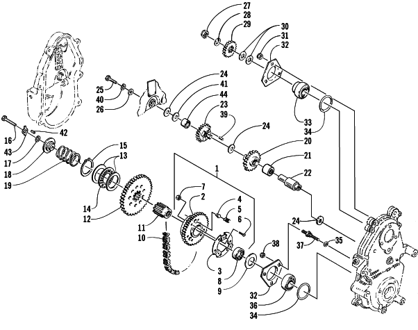 Parts Diagram for Arctic Cat 2000 TRIPLE TOURING 600 () SNOWMOBILE DRIVE/REVERSE DROPCASE ASSEMBLY