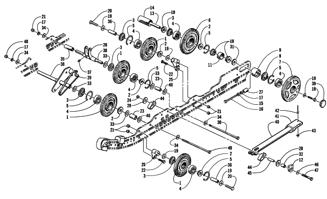 Parts Diagram for Arctic Cat 2000 PANTHER 550 SNOWMOBILE IDLER WHEEL AND AXLE ASSEMBLIES