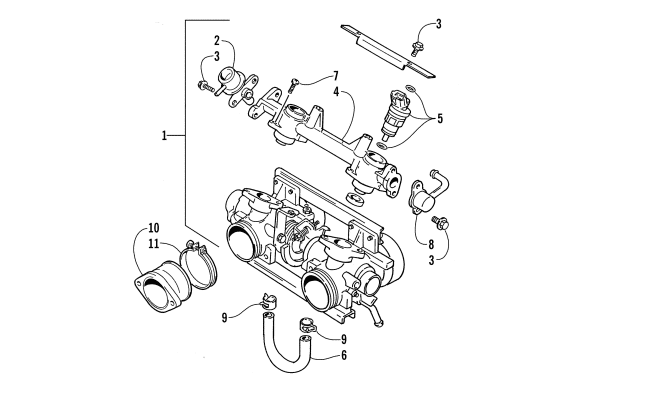 Parts Diagram for Arctic Cat 2000 ZL 580 EFI ESR SNOWMOBILE THROTTLE BODY ASSEMBLY