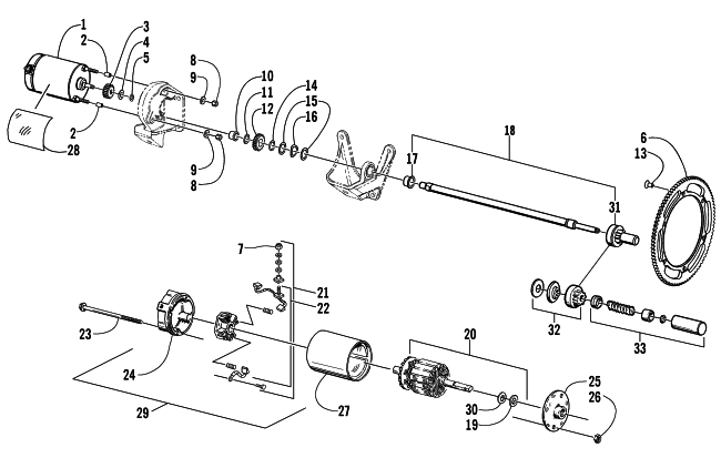Parts Diagram for Arctic Cat 2000 TRIPLE TOURING 600 () SNOWMOBILE ELECTRIC START - STARTER MOTOR ASSEMBLY