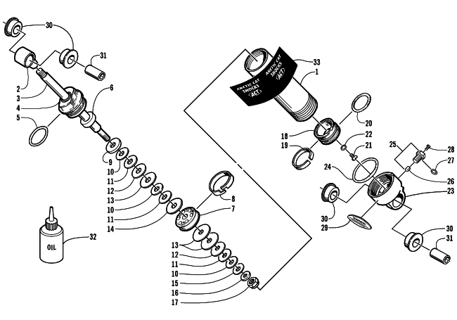 Parts Diagram for Arctic Cat 2001 THUNDERCAT () SNOWMOBILE REAR SUSPENSION REAR ARM SHOCK ABSORBER