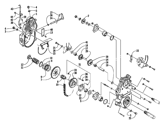 Parts Diagram for Arctic Cat 2000 POWDER SPECIAL 600 LE () SNOWMOBILE DRIVE/REVERSE DROPCASE ASSEMBLY (OPTIONAL)