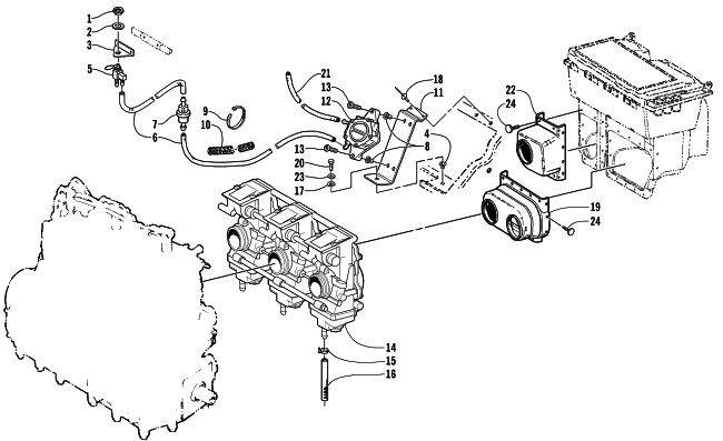 Parts Diagram for Arctic Cat 2000 THUNDERCAT THC () SNOWMOBILE CARBURETOR AND FUEL PUMP ASSEMBLY