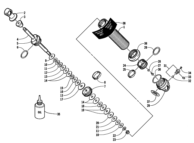 Parts Diagram for Arctic Cat 2000 THUNDERCAT MC SNOWMOBILE FRONT SUSPENSION SHOCK ABSORBER