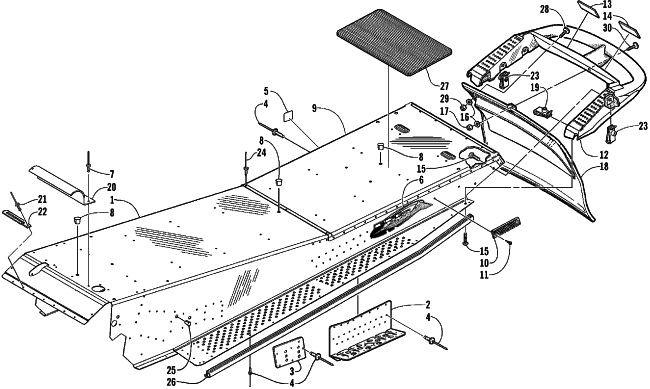 Parts Diagram for Arctic Cat 2000 POWDER SPECIAL 600 EFI LE () SNOWMOBILE TUNNEL AND REAR BUMPER