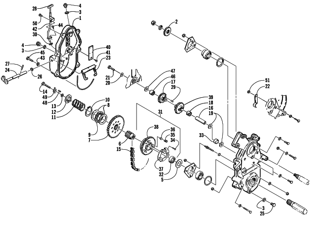 Parts Diagram for Arctic Cat 2001 PANTHER 370 () SNOWMOBILE DRIVE/REVERSE DROPCASE ASSEMBLY (Optional)