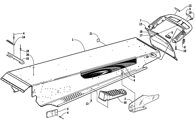 Parts Diagram for Arctic Cat 2000 PANTERA 1000 () SNOWMOBILE TUNNEL AND REAR BUMPER