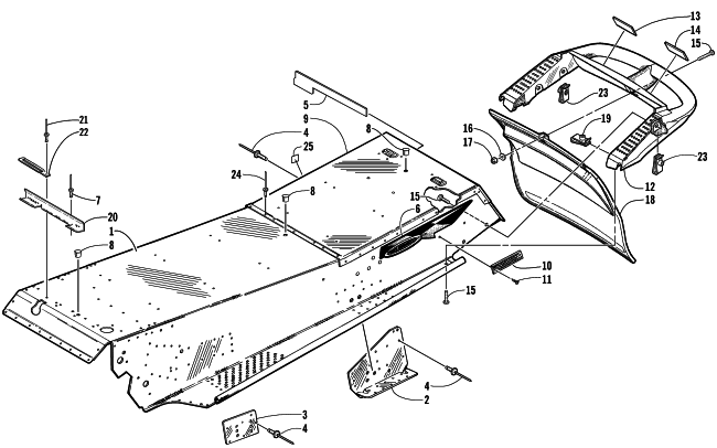 Parts Diagram for Arctic Cat 2000 ZRT 800 () SNOWMOBILE TUNNEL AND REAR BUMPER