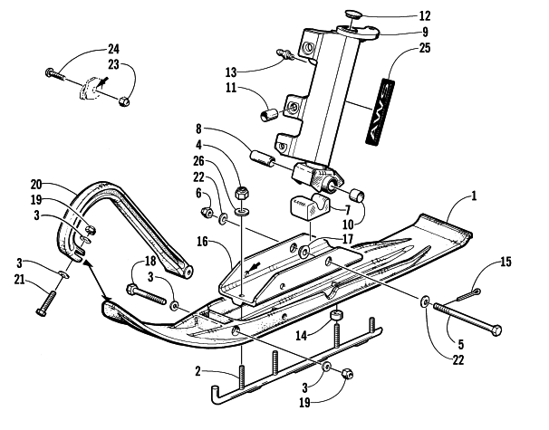 Parts Diagram for Arctic Cat 2000 POWDER SPECIAL 500 EFI SNOWMOBILE SKI AND SPINDLE ASSEMBLY