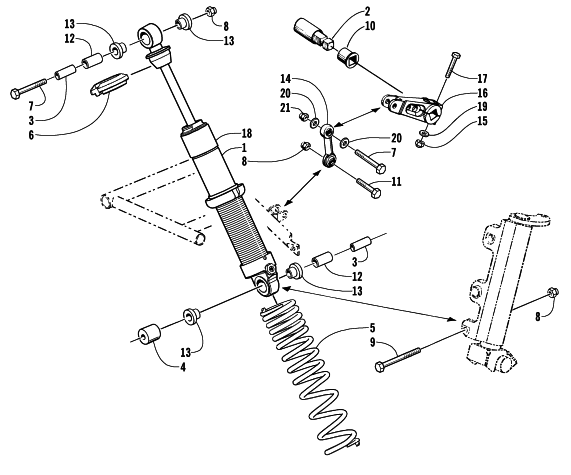 Parts Diagram for Arctic Cat 2000 POWDER SPECIAL 600 LE () SNOWMOBILE SHOCK ABSORBER AND SWAY BAR ASSEMBLY