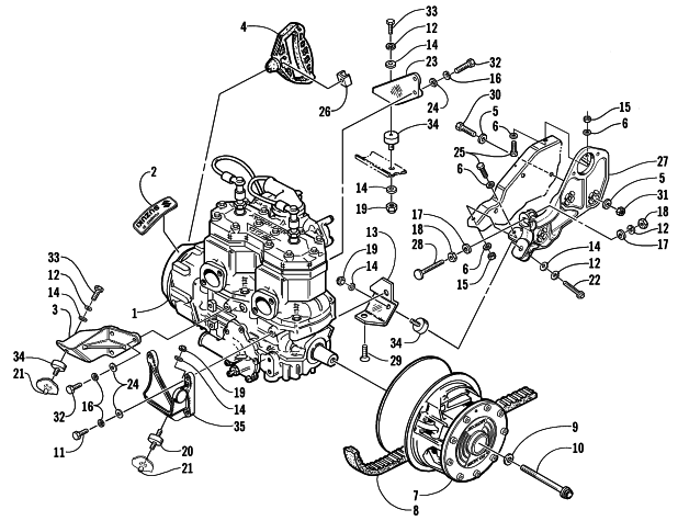 Parts Diagram for Arctic Cat 2000 POWDER SPECIAL 600 EFI SNOWMOBILE ENGINE AND RELATED PARTS