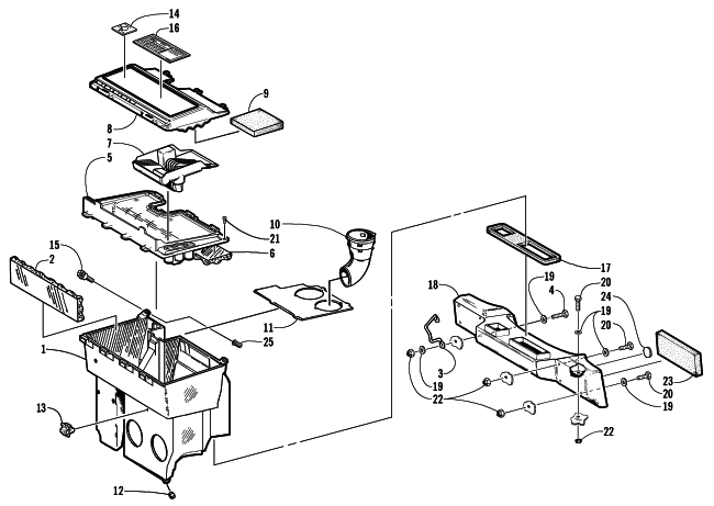 Parts Diagram for Arctic Cat 2000 PANTHER 440 SNOWMOBILE AIR SILENCER ASSEMBLY