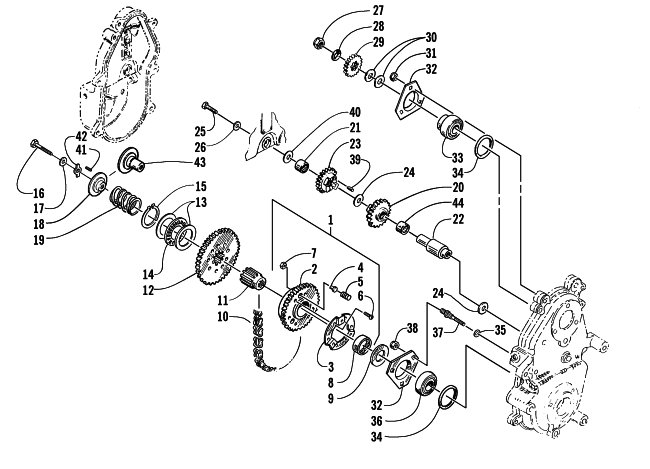 Parts Diagram for Arctic Cat 2000 ZR 600 EFI - LE REVERSE SNOWMOBILE DRIVE/REVERSE DROPCASE ASSEMBLY (LE-R)