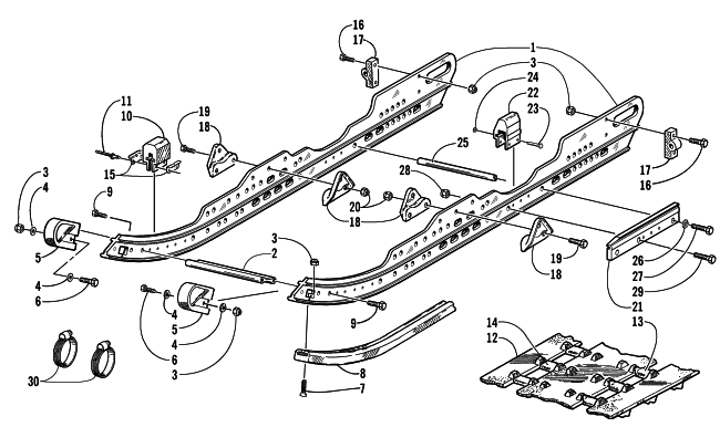 Parts Diagram for Arctic Cat 2000 ZR 700 - LE SNOWMOBILE SLIDE RAIL AND TRACK ASSEMBLY (LE-C)