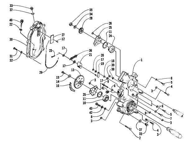 Parts Diagram for Arctic Cat 2000 Z 370 () SNOWMOBILE DRIVE/DROPCASE ASSEMBLY