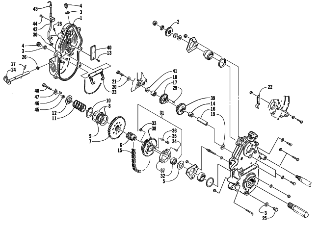 Parts Diagram for Arctic Cat 2000 ZL 600 EFI SNOWMOBILE DRIVE/REVERSE DROPCASE ASSEMBLY (OPTIONAL)