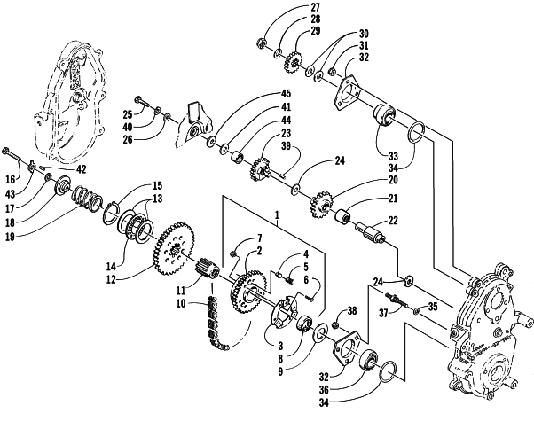 Parts Diagram for Arctic Cat 2000 PANTERA 1000 () SNOWMOBILE DRIVE/REVERSE DROPCASE ASSEMBLY