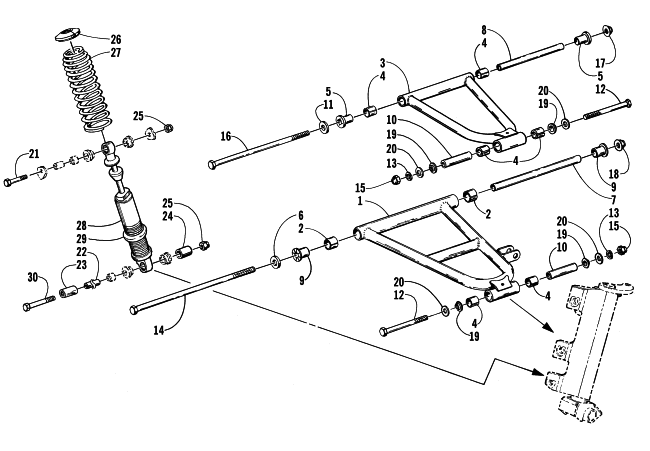 Parts Diagram for Arctic Cat 2000 POWDER SPECIAL 700 SNOWMOBILE FRONT SUSPENSION AND SHOCK ABSORBER
