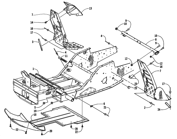 Parts Diagram for Arctic Cat 2000 THUNDERCAT MC () SNOWMOBILE FRONT FRAME AND FOOTREST ASSEMBLY (MC)