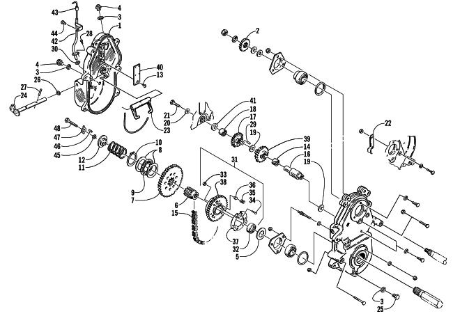 Parts Diagram for Arctic Cat 2000 ZL 700 SNOWMOBILE DRIVE/REVERSE DROPCASE ASSEMBLY (OPTIONAL)
