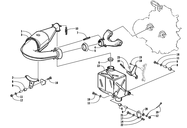 Parts Diagram for Arctic Cat 2000 ZR 600 EFI SNOWMOBILE EXHAUST ASSEMBLY