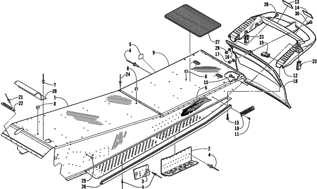 Parts Diagram for Arctic Cat 2000 POWDER SPECIAL 600 SNOWMOBILE TUNNEL AND REAR BUMPER