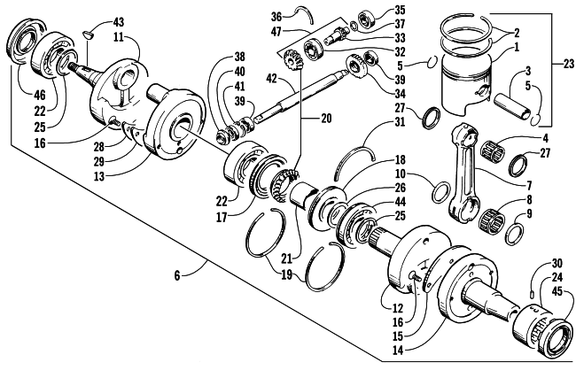 Parts Diagram for Arctic Cat 2000 ZR 700 - LE (REVERSE) SNOWMOBILE PISTON AND CRANKSHAFT