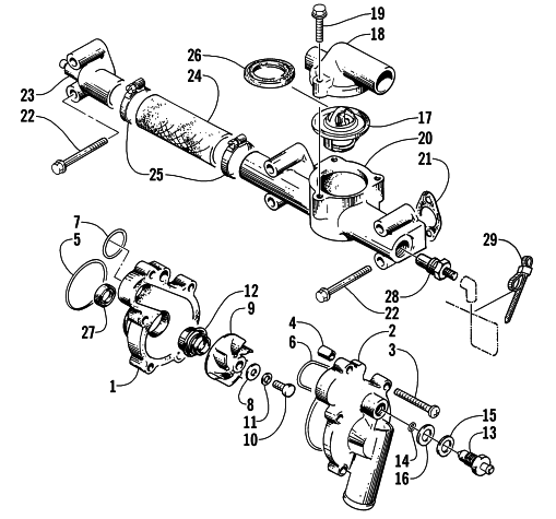 Parts Diagram for Arctic Cat 2000 PANTERA 1000 () SNOWMOBILE WATER PUMP/WATER MANIFOLD