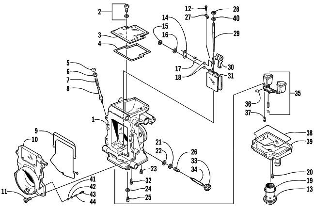 Parts Diagram for Arctic Cat 2001 ZRT 600 LE SNOWMOBILE CARBURETOR - INTERNAL PARTS