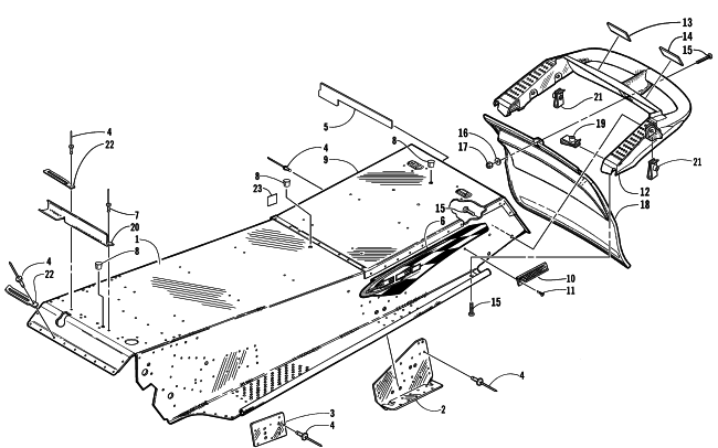 Parts Diagram for Arctic Cat 2000 ZR 600 EFI SNOWMOBILE TUNNEL AND REAR BUMPER