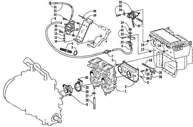 Parts Diagram for Arctic Cat 2000 POWDER SPECIAL 700 LE () SNOWMOBILE CARBURETOR AND FUEL PUMP ASSEMBLY