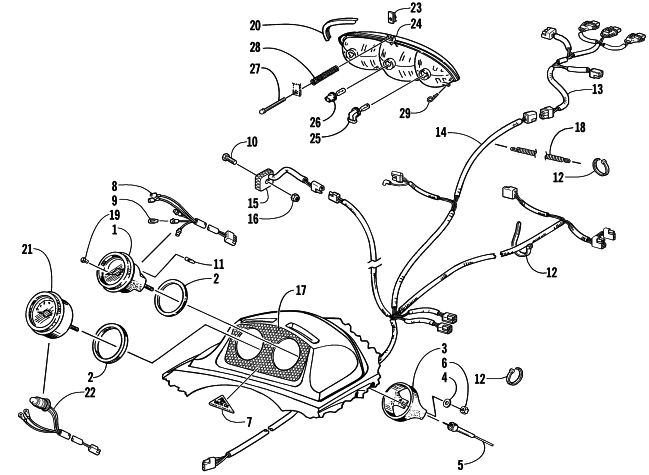 Parts Diagram for Arctic Cat 2000 POWDER SPECIAL 600 LE () SNOWMOBILE HEADLIGHT, INSTRUMENTS, AND WIRING ASSEMBLIES