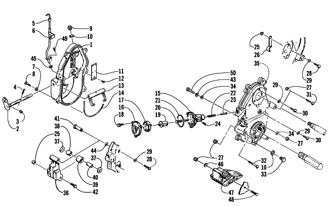 Parts Diagram for Arctic Cat 2000 TRIPLE TOURING 600 () SNOWMOBILE DROPCASE AND CHAIN TENSION ASSEMBLY