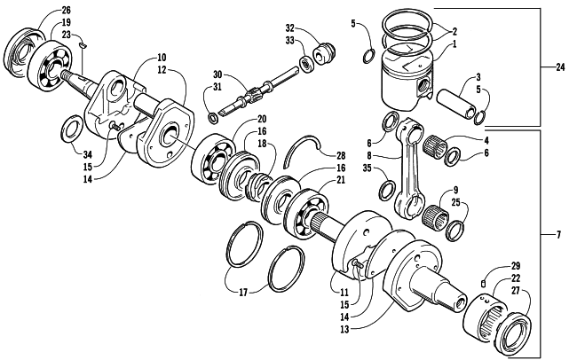 Parts Diagram for Arctic Cat 2000 POWDER SPECIAL 600 LE () SNOWMOBILE PISTON AND CRANKSHAFT